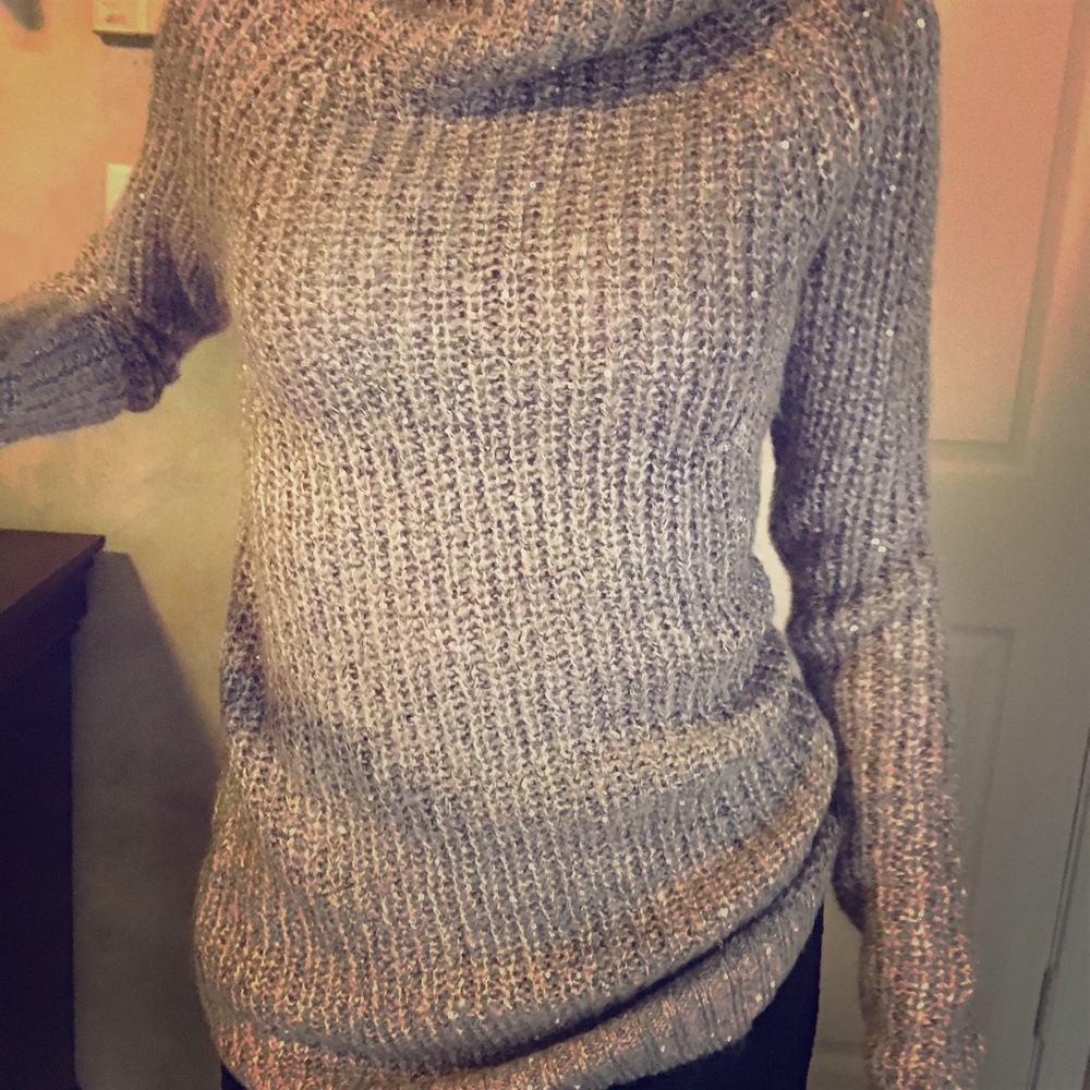 Mossimo taupe holiday sequin sweater, XS.